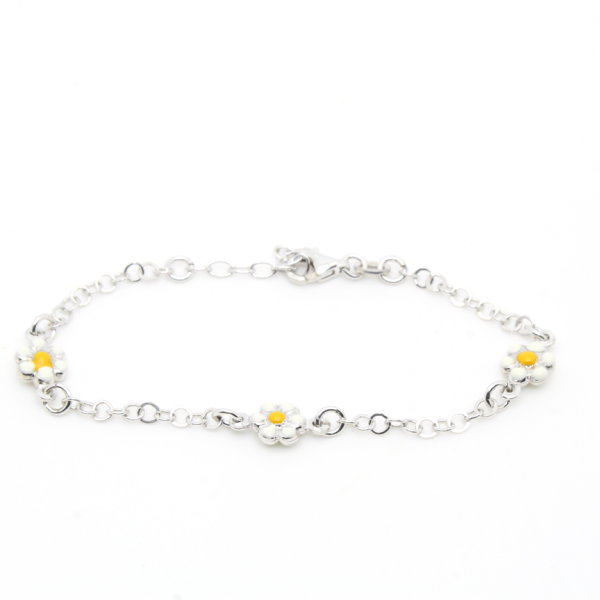 BRACCIALE BIMBA ARGENTO 3 MARGHERITE INCATENATE